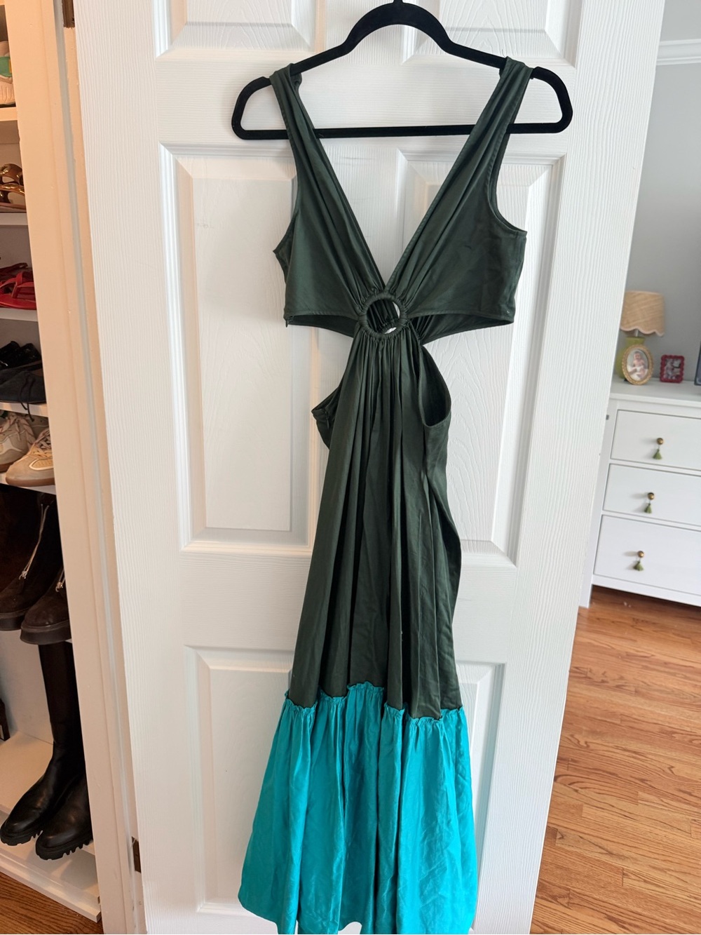 Anthropologie x Geisha Designs Green and Teal Cutout Maxi Dress - Picture 4 of 6